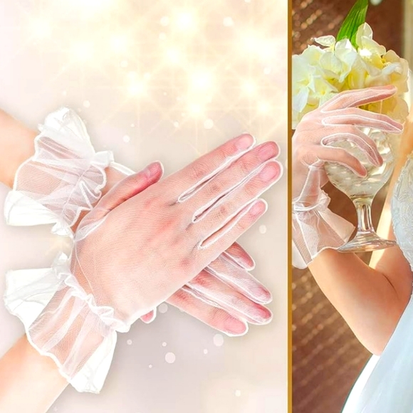 Sheer White Elegant Gloves Tea Party Cocktail Bridal Weddings Brunch For… - Picture 1 of 1